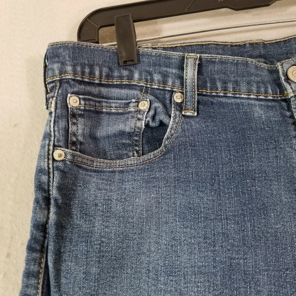 Levi's 514 jeans men's 36x32 slim straight blue Flex denim pants flawed trashed
